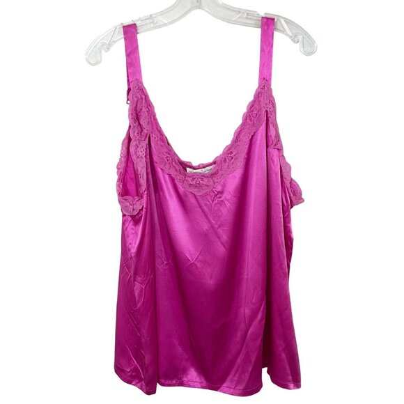 Fashion Instinct Pink Lace Trim Silk Tank Top Camisole - Women's Size 3X - Picture 1 of 4